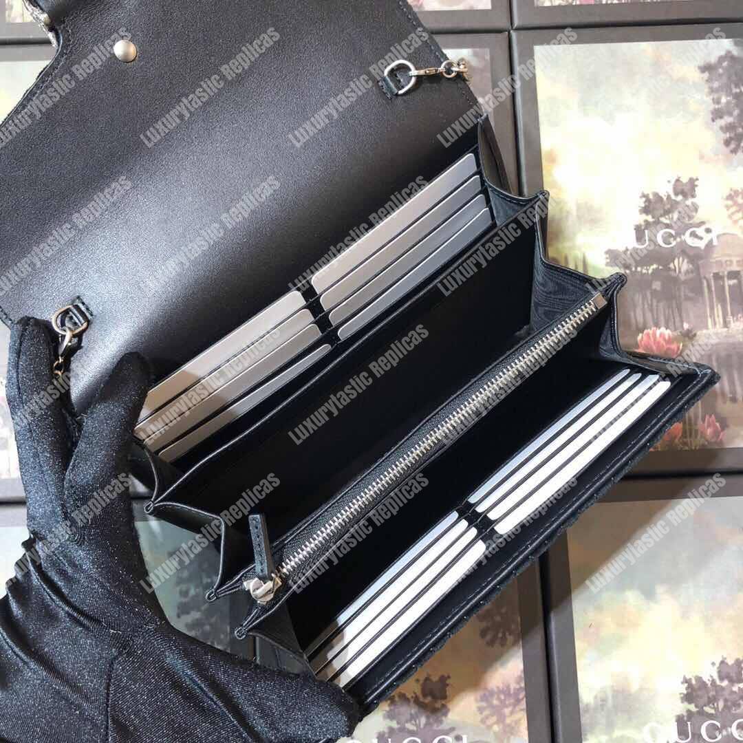 G*u*i dionysus gg velvet mini chain wallet black velvet