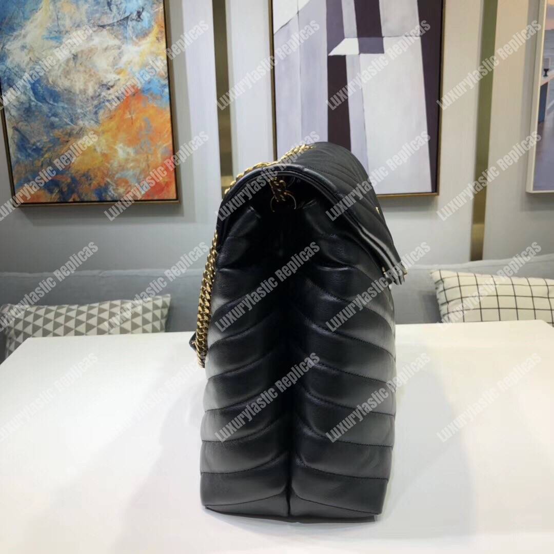 Saint Laurent Loulou Large In “Y” Matelassé Leather Black