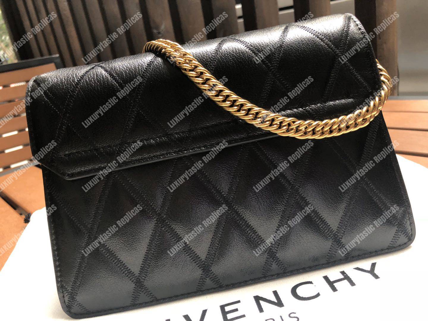 Givenchy Small Gv3 Bag In Diamond Quilted Leather Black