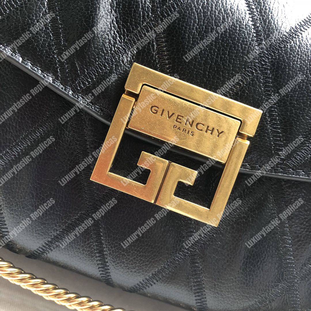 Givenchy Small Gv3 Bag In Diamond Quilted Leather Black