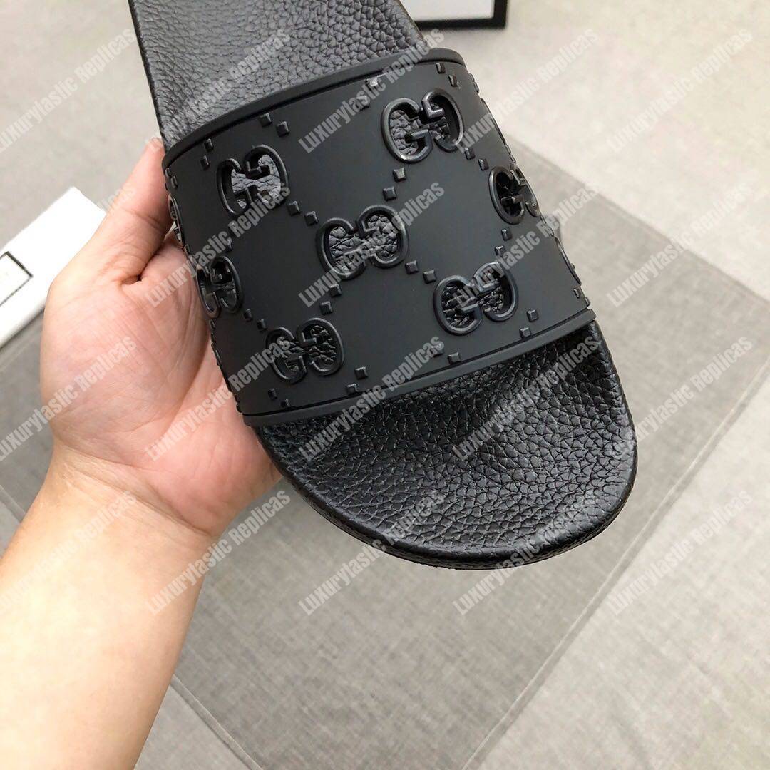 G*u*i women’s rubber gg slide sandal black