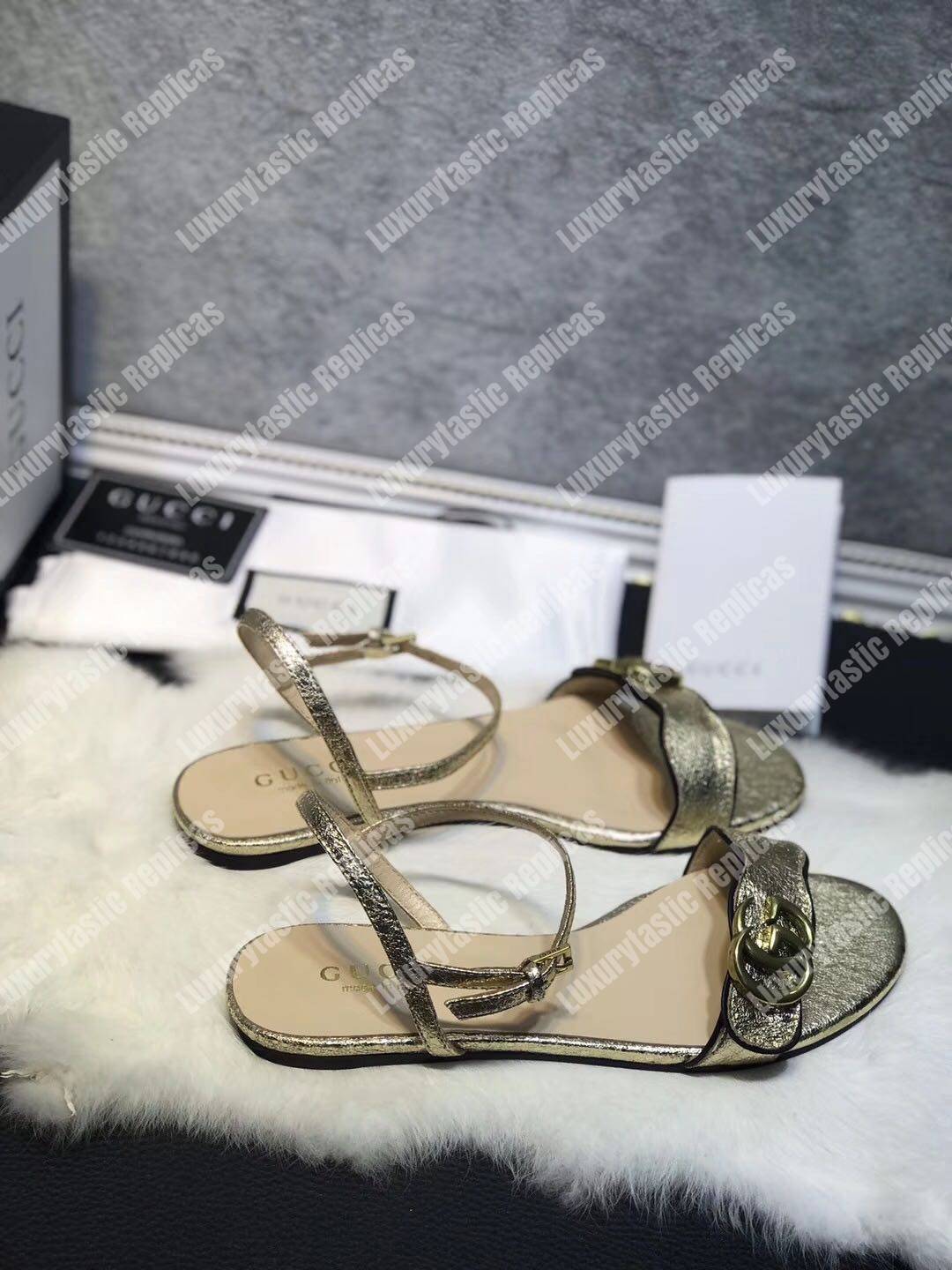 G*u*i marmont gg metallic sandals flat