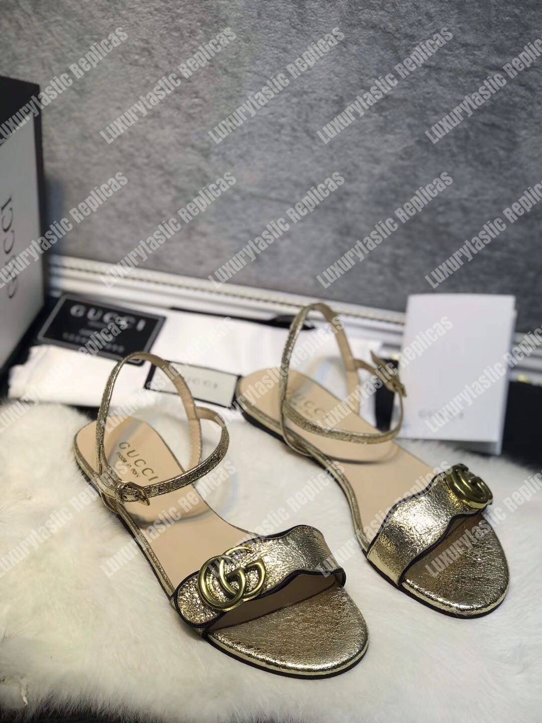 G*u*i marmont gg metallic sandals flat