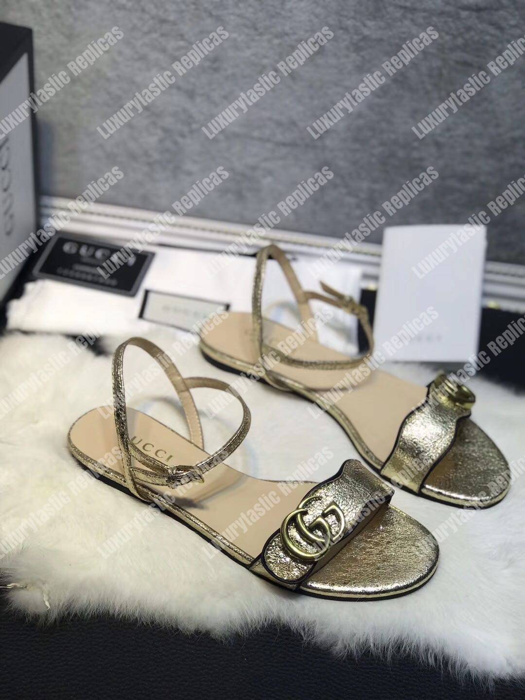 G*u*i marmont gg metallic sandals flat