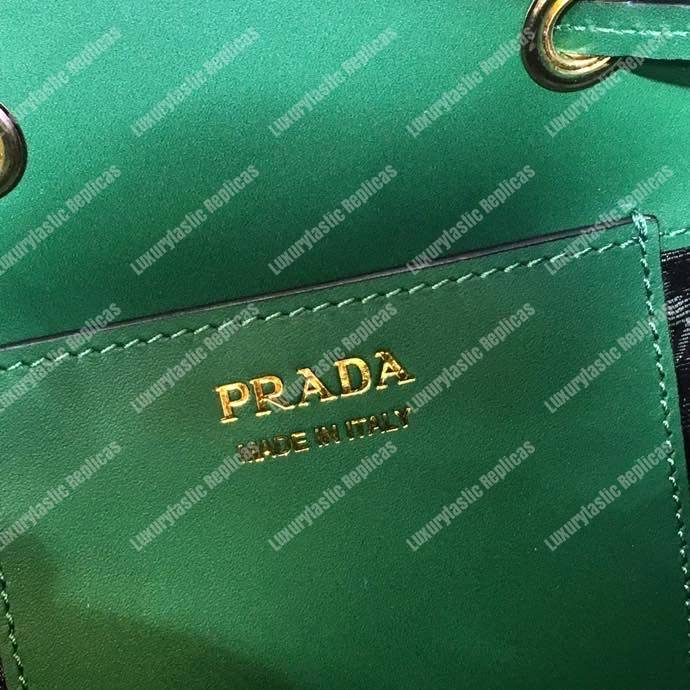 Pra*a saffiano leather bucket bag green