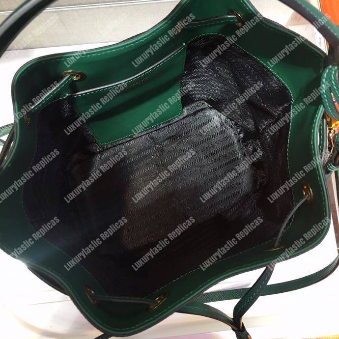 Pra*a saffiano leather bucket bag green