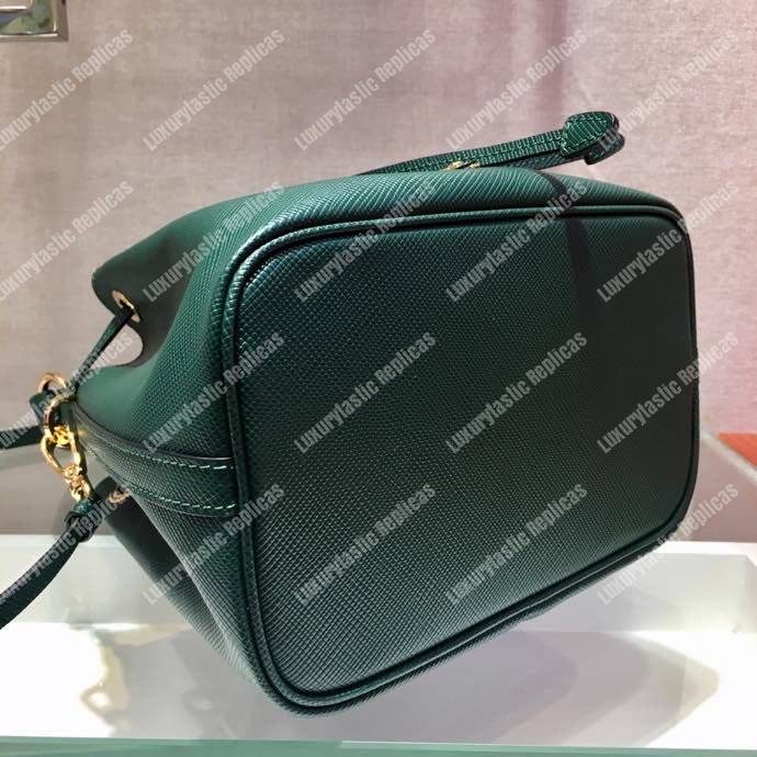 Pra*a saffiano leather bucket bag green