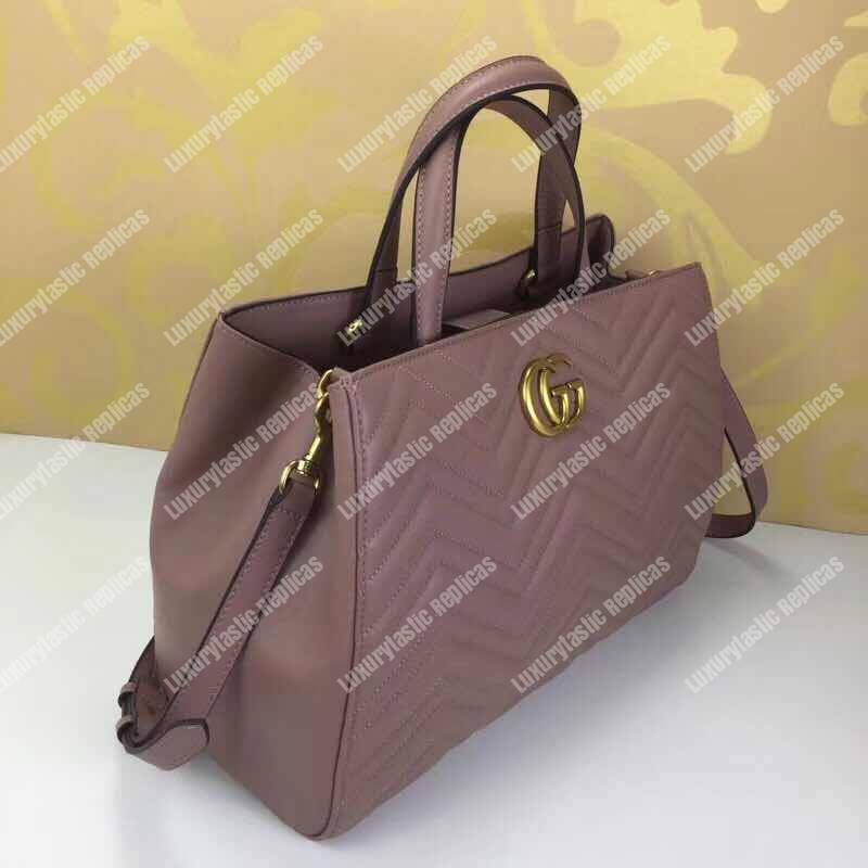 G*u*i gg marmont medium matelassé top handle bag dusty pink