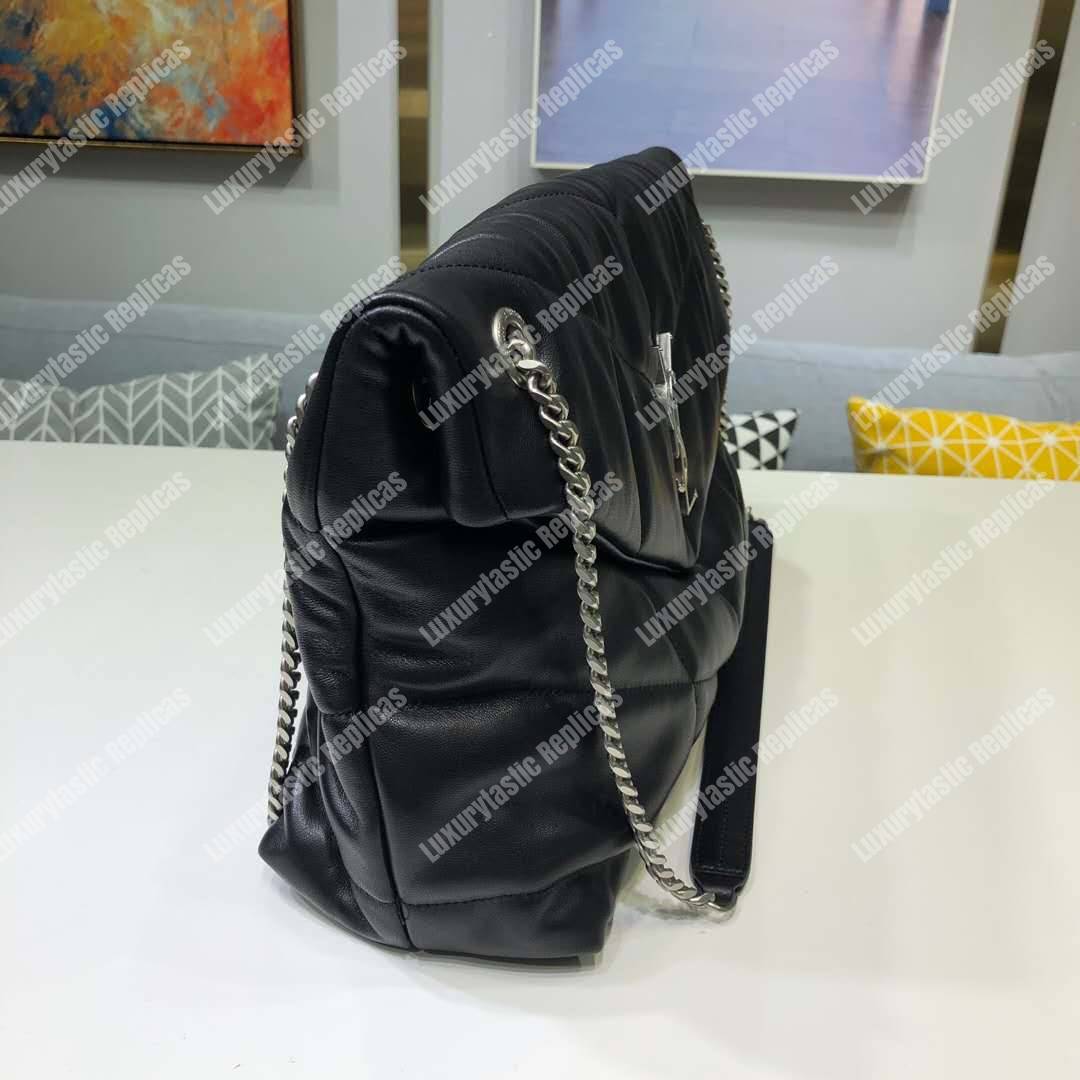 Saint Laurent Loulou Puffer Medium Bag In Quilted Lambskin Black