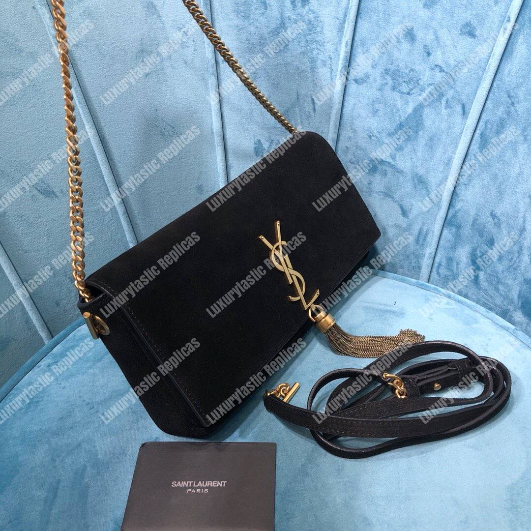 Saint Laurent Kate 99 With Tassel In Suede Black