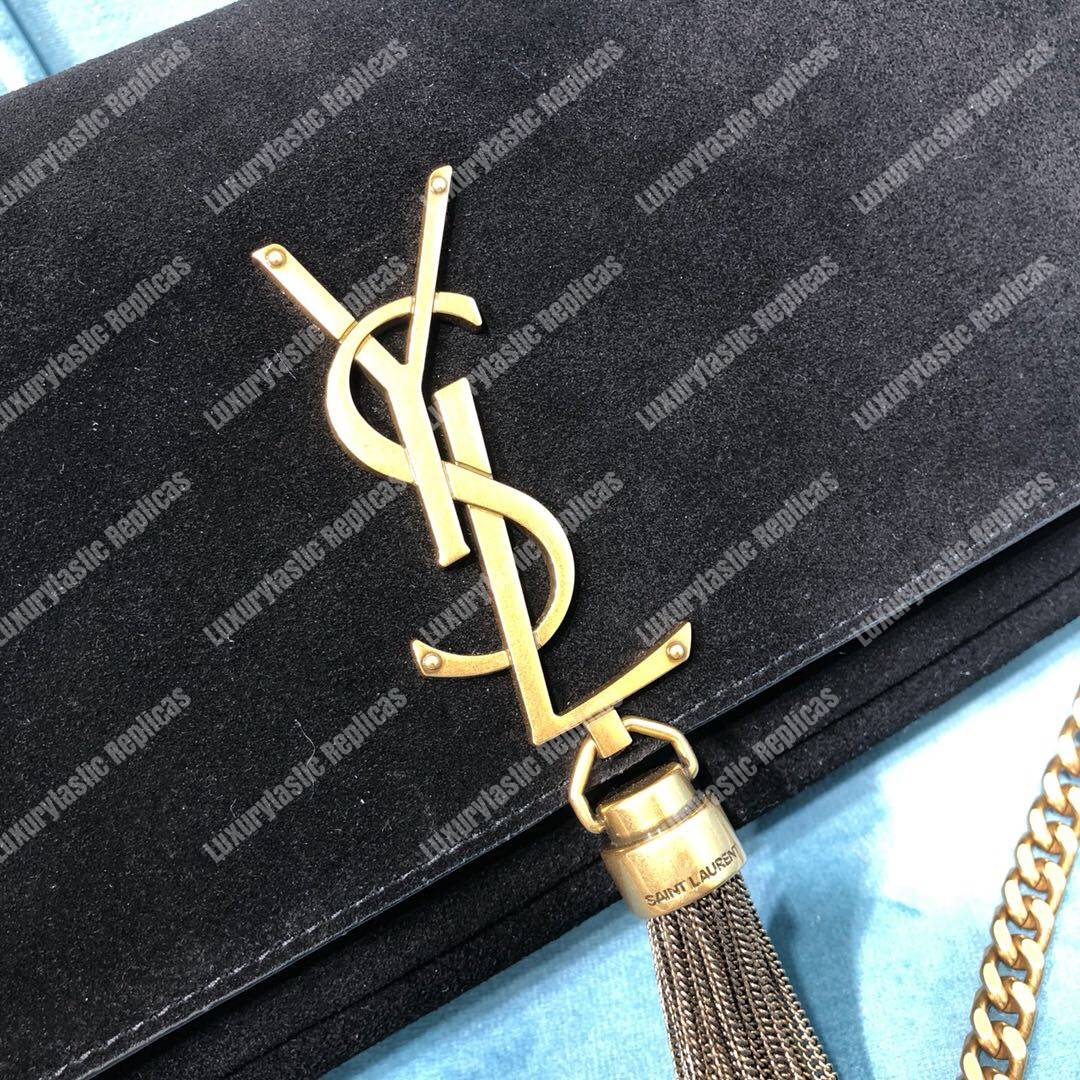 Saint Laurent Kate 99 With Tassel In Suede Black