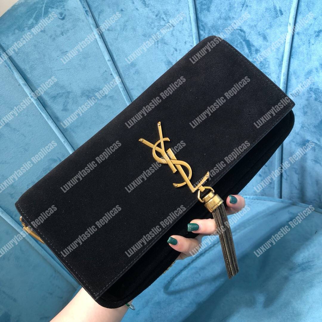 Saint Laurent Kate 99 With Tassel In Suede Black