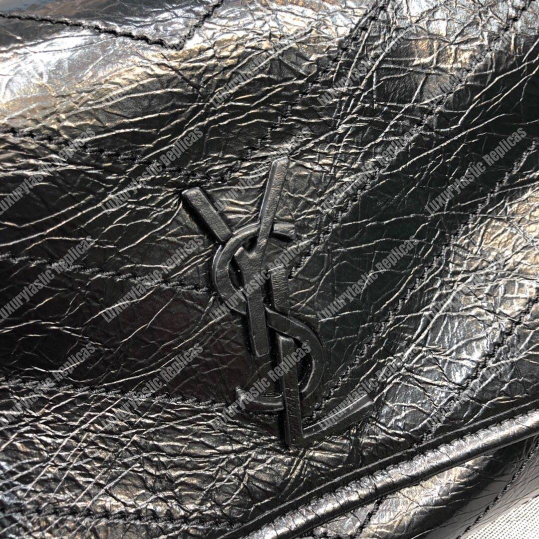 Saint Luarent Niki Body Bag In Crinkled Vintage Leather Black