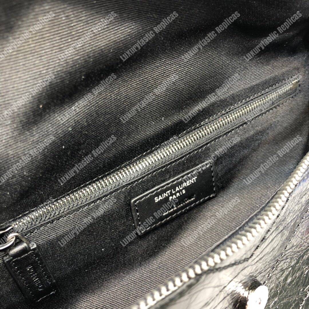 Saint Luarent Niki Body Bag In Crinkled Vintage Leather Black