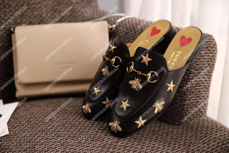 G*u*i princetown embroidered leather slipper