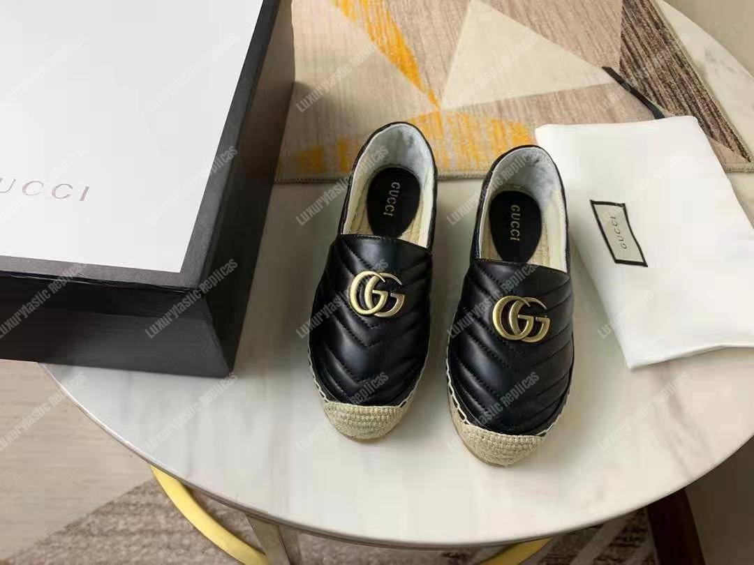 G*u*i leather espadrille with double g black