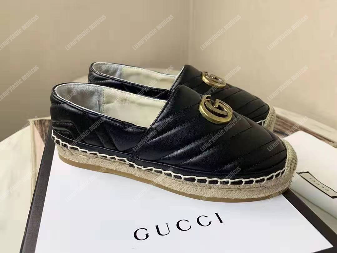 G*u*i leather espadrille with double g black