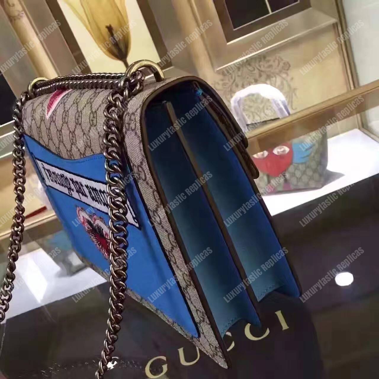 G*u*i dionysus embroidered shoulder bag cat/star/butterfly