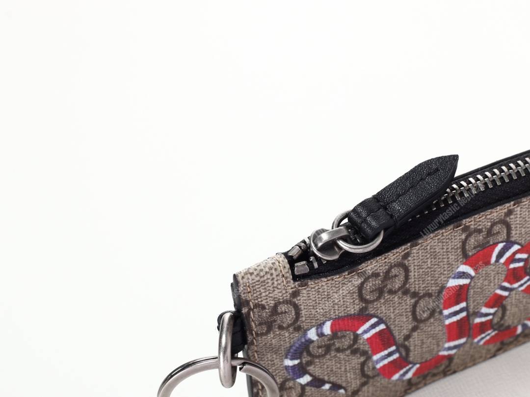G*u*i kingsnake print gg sup*e card case keychain strap