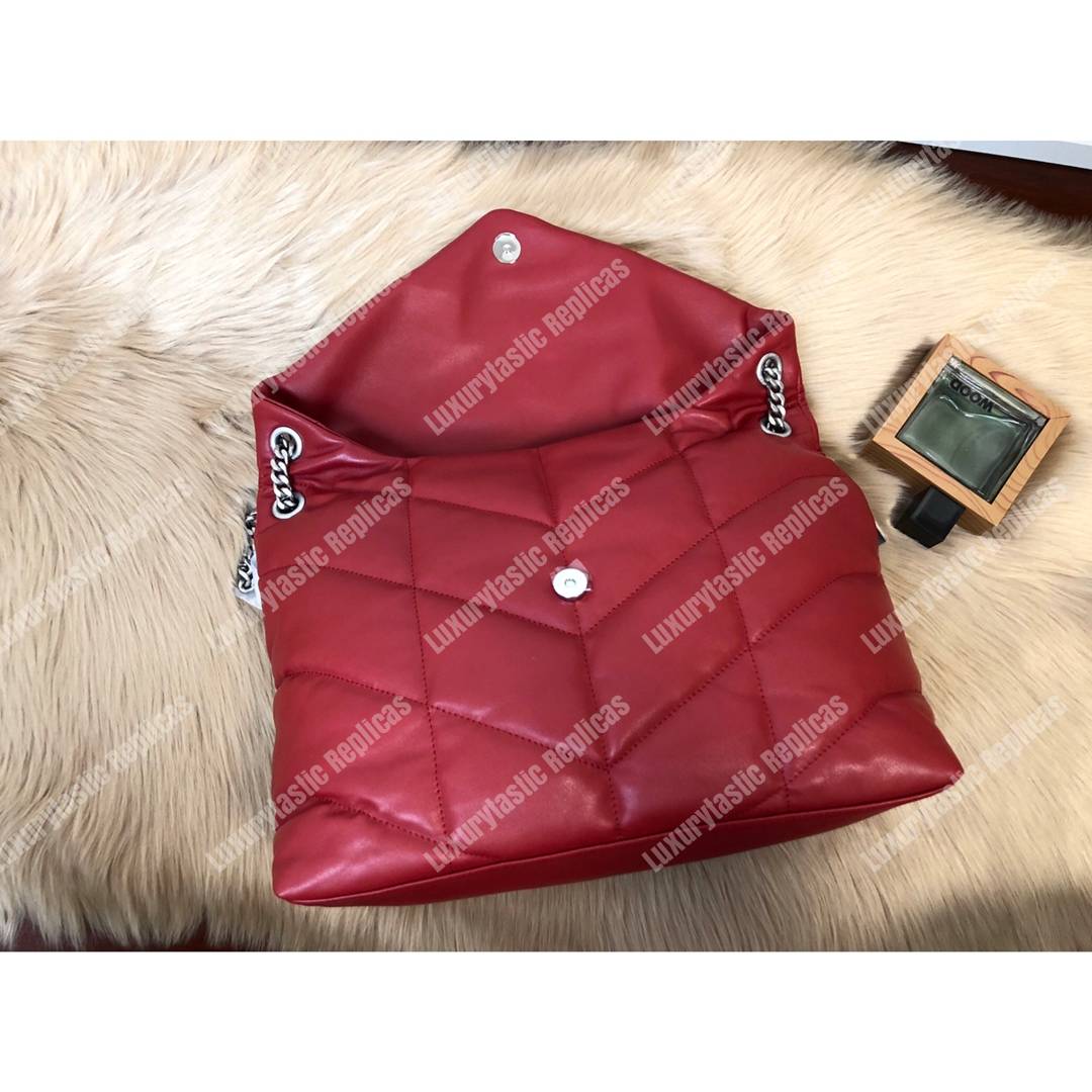 Saint Laurent Loulou Puffer Medium Bag In Quilted Lambskin Eros Red