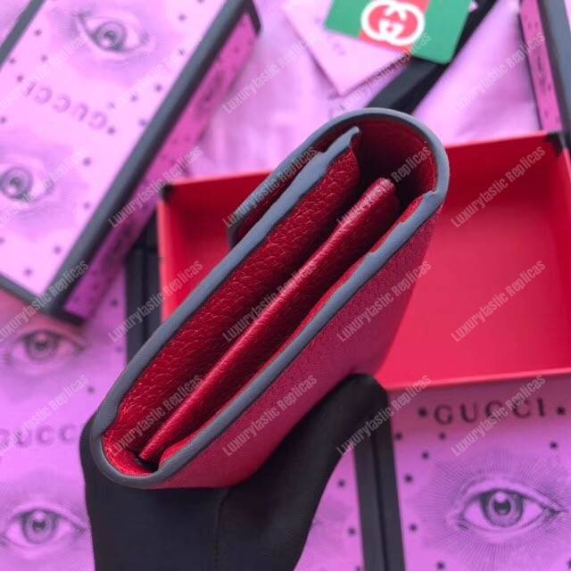 G*u*i embroidered leather continental wallet red