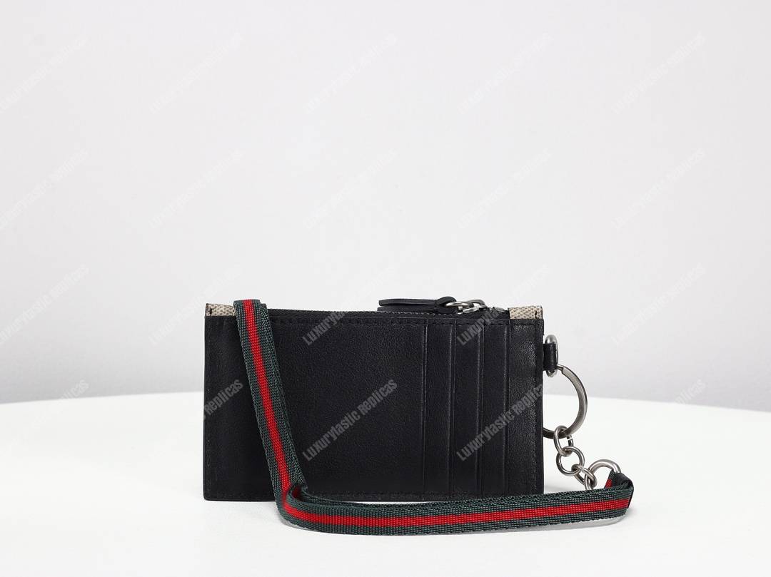 G*u*i kingsnake print gg sup*e card case keychain strap