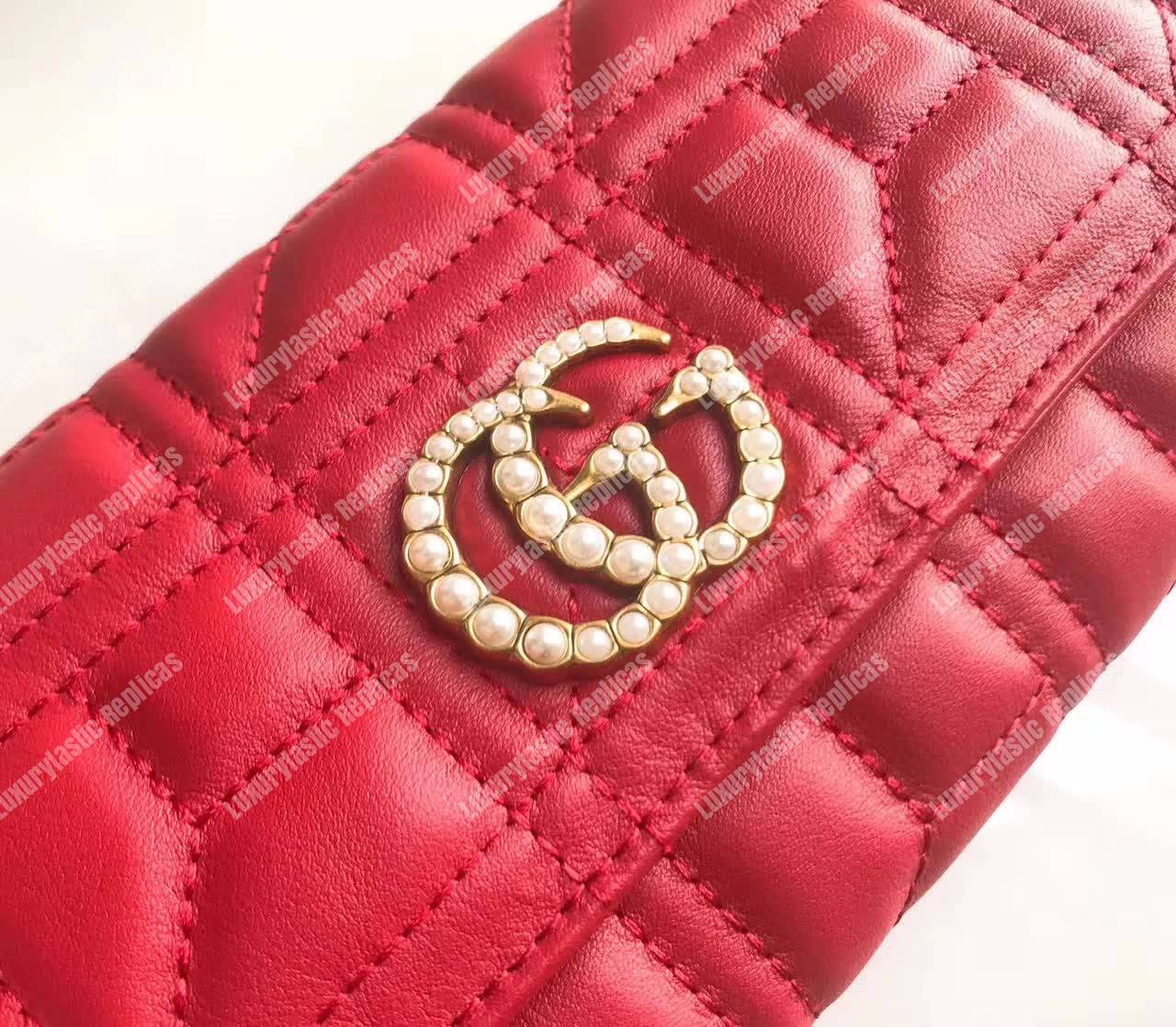 G*u*i gg marmont quilted continental wallet red