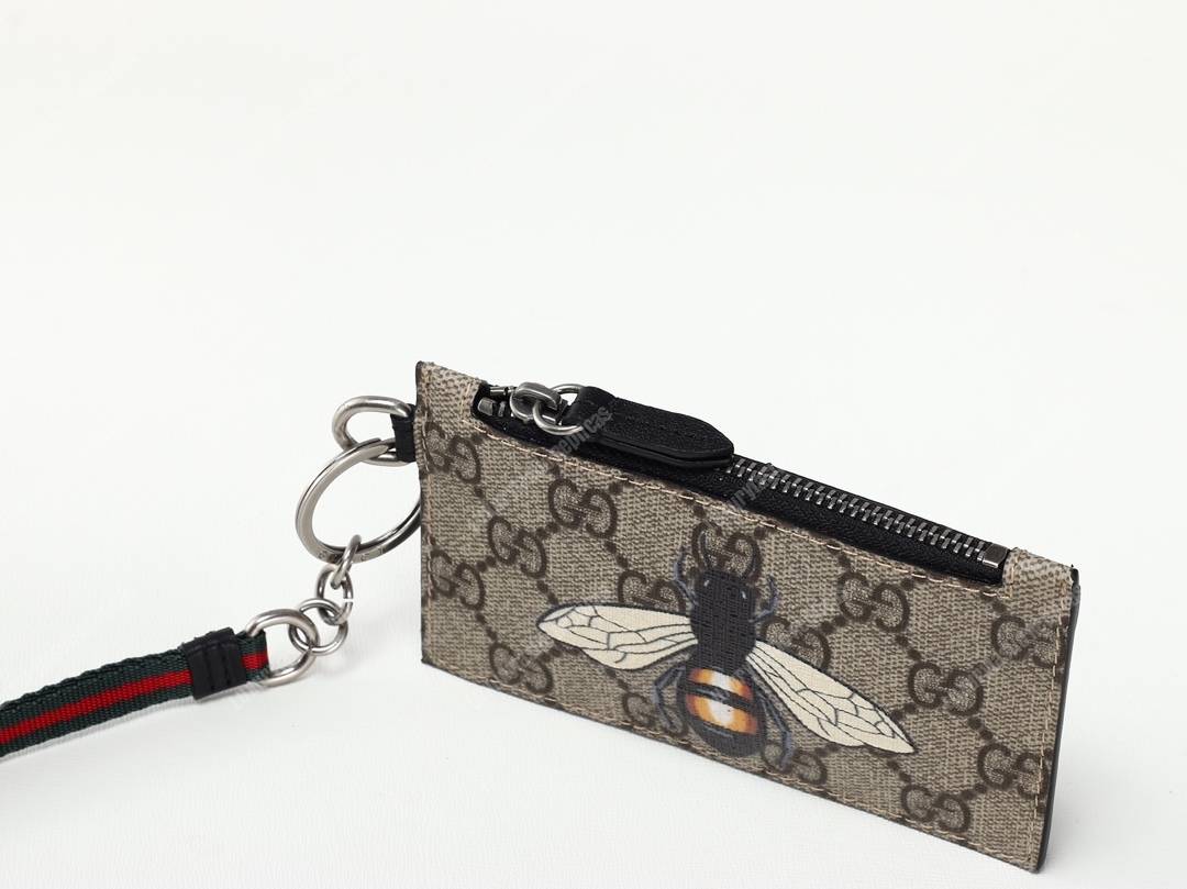 G*u*i bee print gg sup*e card case keychain strap
