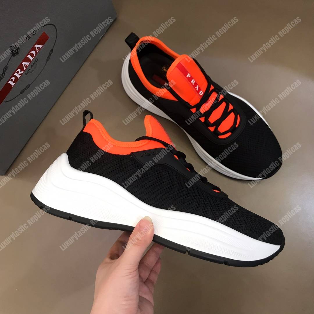 Pra*a mesh and neoprene sneakers orange