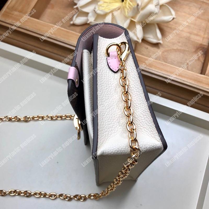 LV Vavin Chain Wallet Damier Ebene Creme