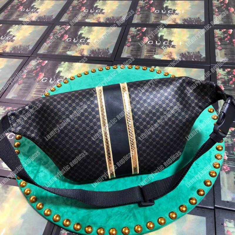 G*u*i G*u*i-dapper dan belt bag black with gold pattern