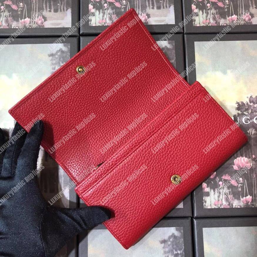 G*u*i garden leather continental wallet red with butterfly