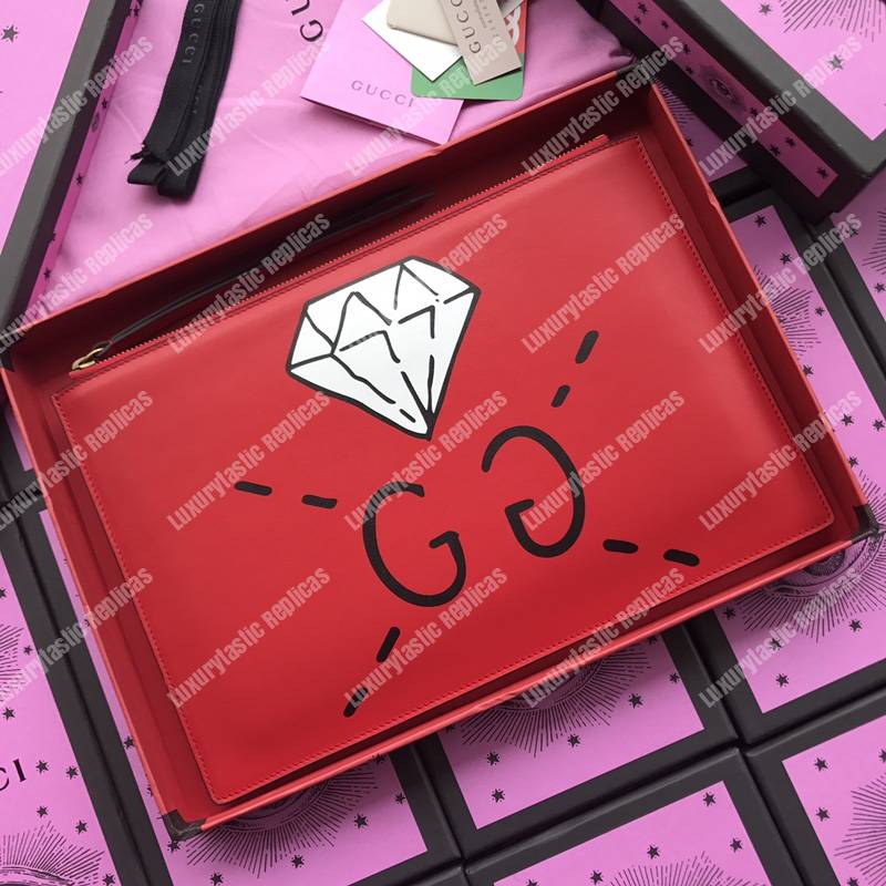 G*u*i G*u*ighost leather pouch bag red