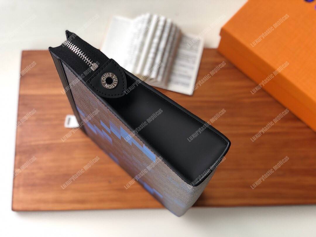 LV Pochette Voyage MM Pixel Monogram Blue