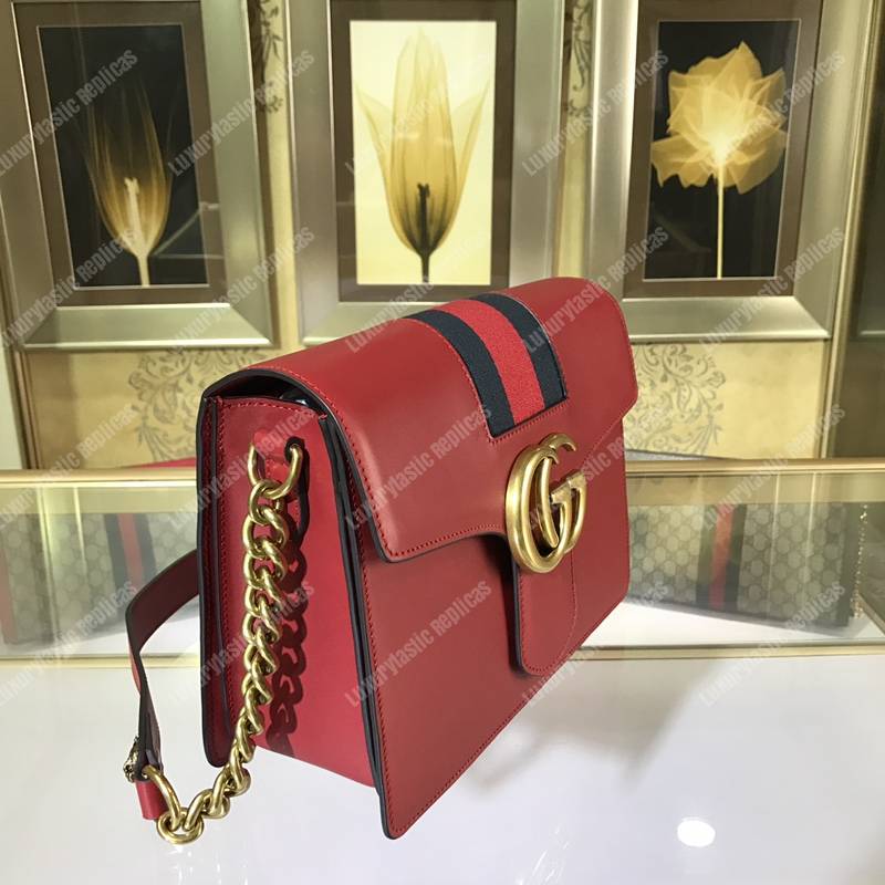 G*u*i gg marmont stylish striped canvas bag red