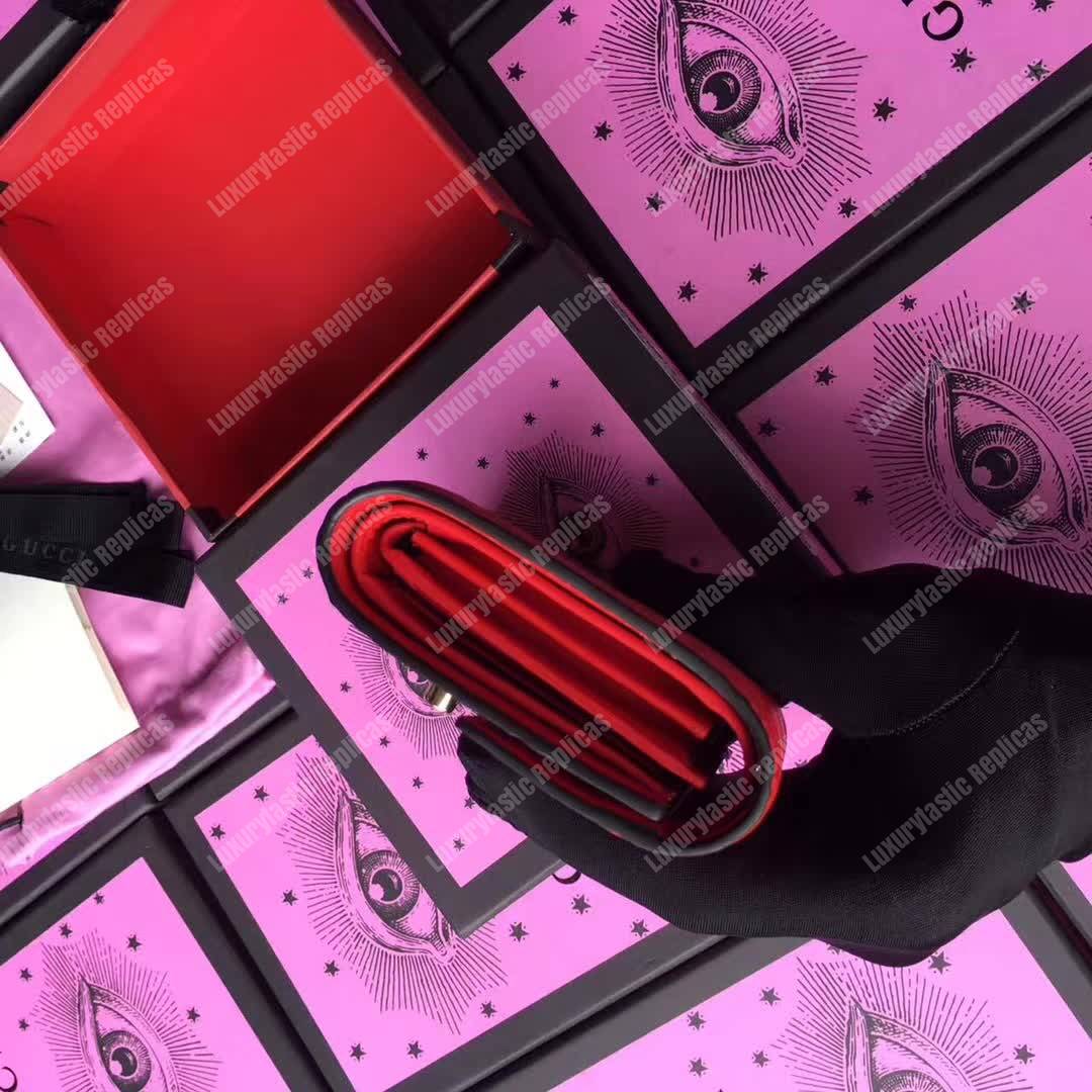 G*u*i gg padlock wallet hibiscus red