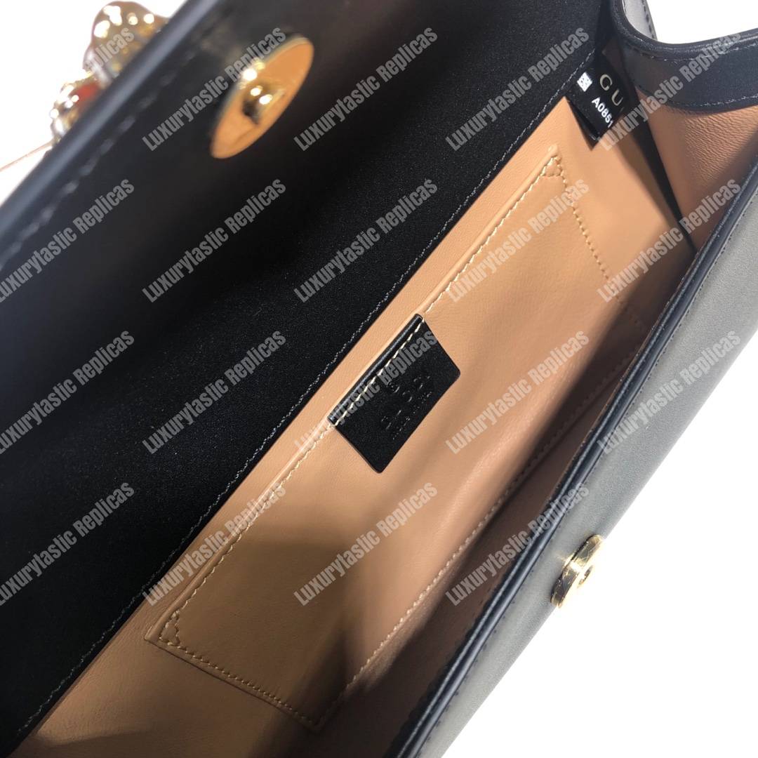 G*u*i broadway leather clutch with tiger black