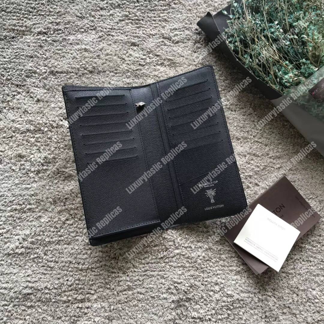 LV Brazza Wallet Epi Leather Hexagon Black