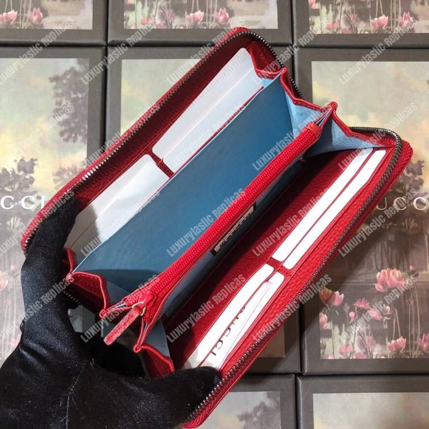 G*u*i garden leather zip around wallet red with bat