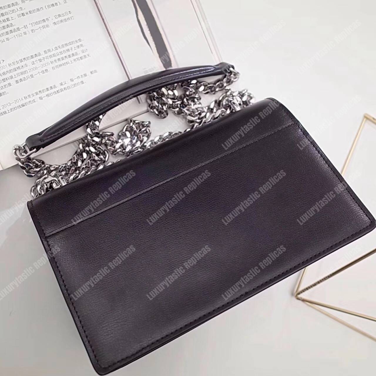 Saint Laurent Small Sunset Bag Black Grained