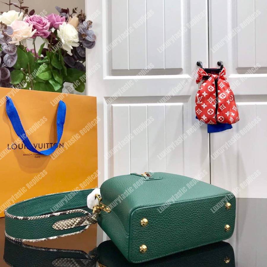 LV Capucines Mini Taurillon Python Emeraude
