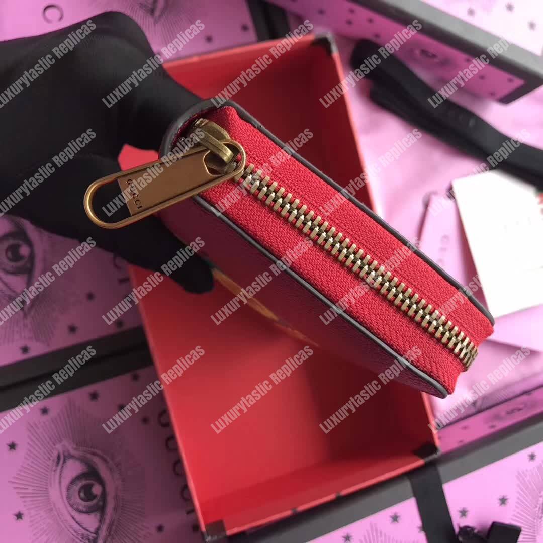 G*u*i print leather zip around wallet red