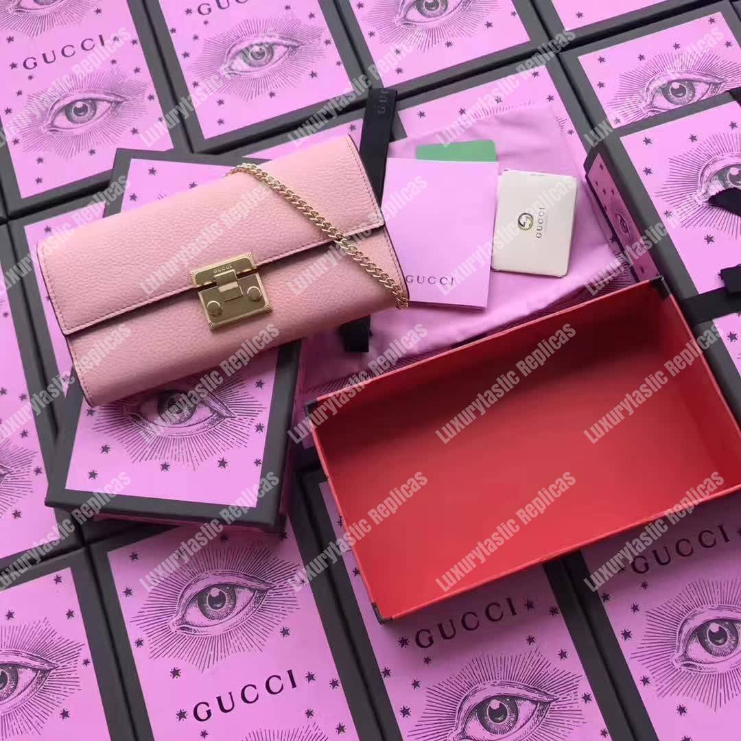 G*u*i padlock continental wallet pink