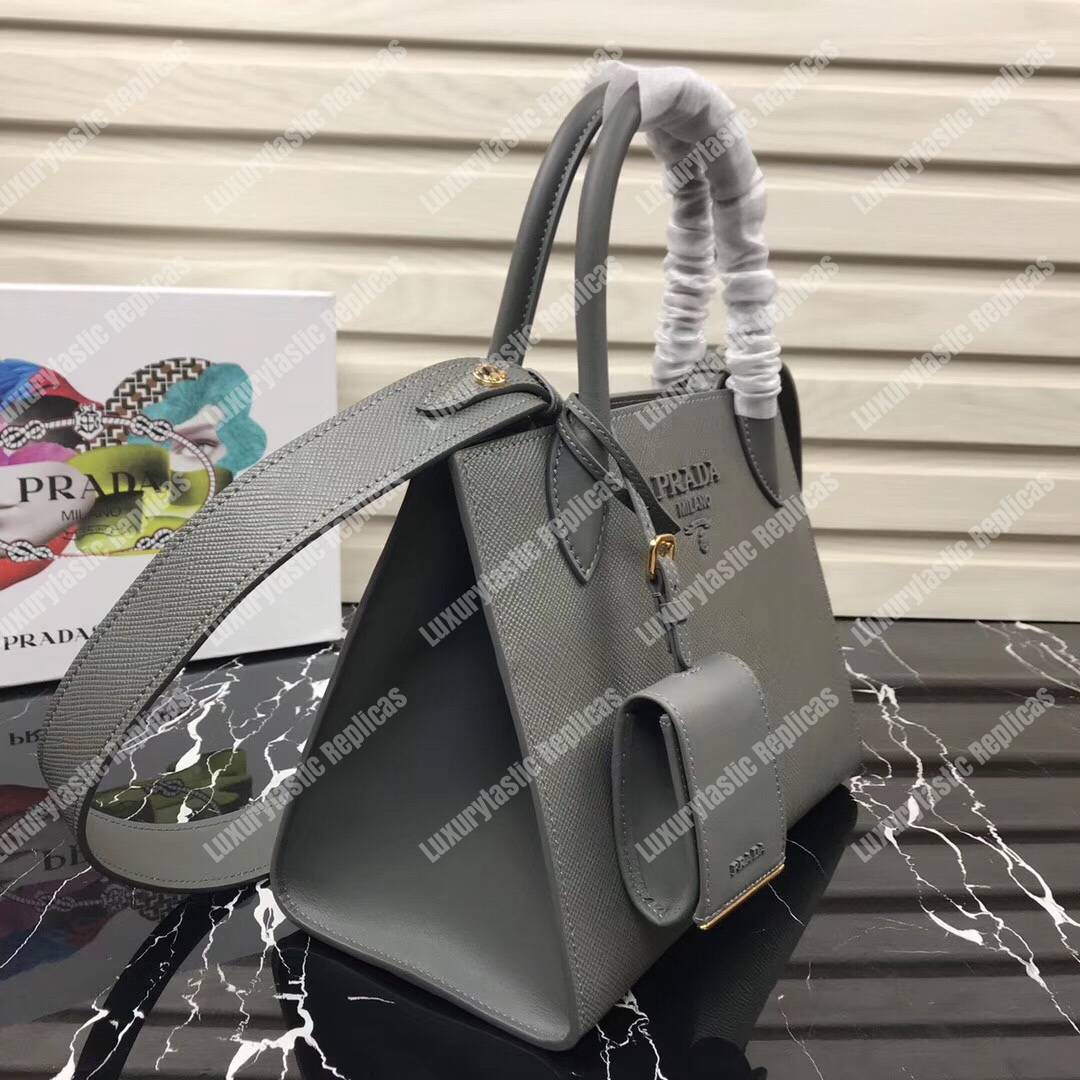 Pra*a monochrome saffiano leather bag grey