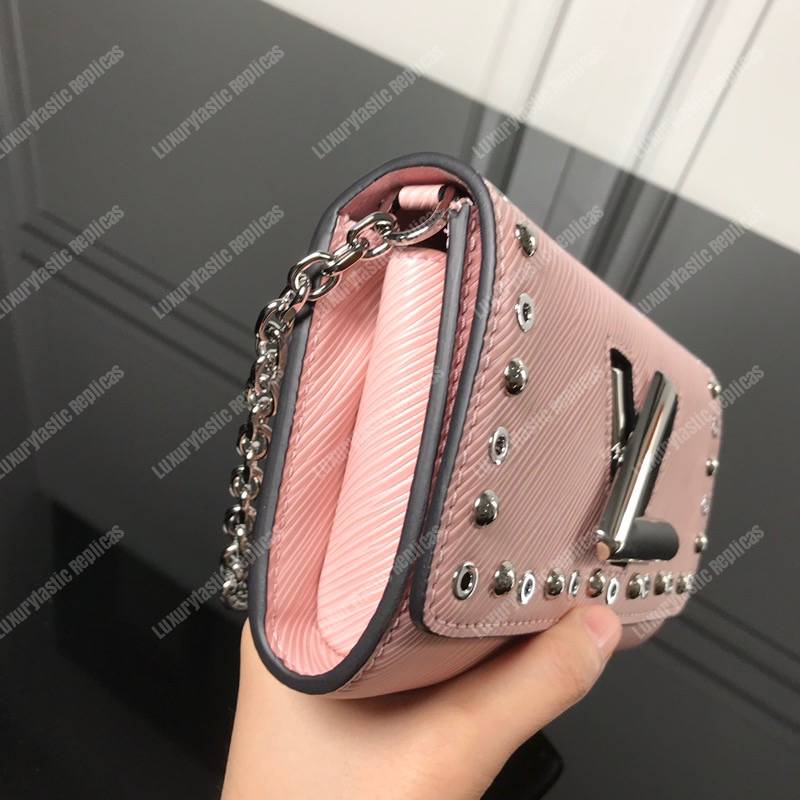 LV Twist Chain Wallet Epi Leather Rose Ballerine