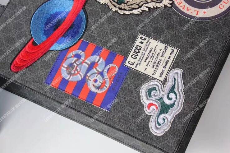 G*u*i night courrier soft gg sup*e tote black/grey