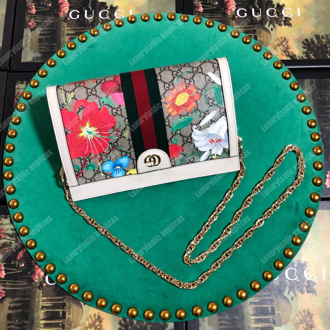 G*u*i ophidia gg flora small shoulder bag white