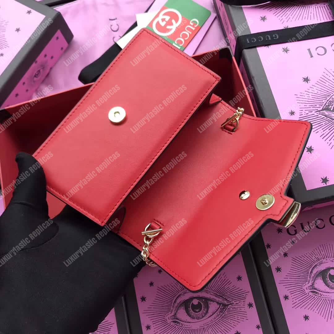 G*u*i sylvie leather mini chain bag hibiscus red