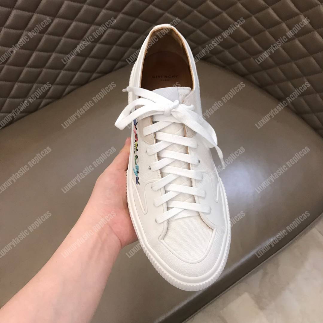 Givenchy Low Sneakers In Canvas White/Multi Colour Print