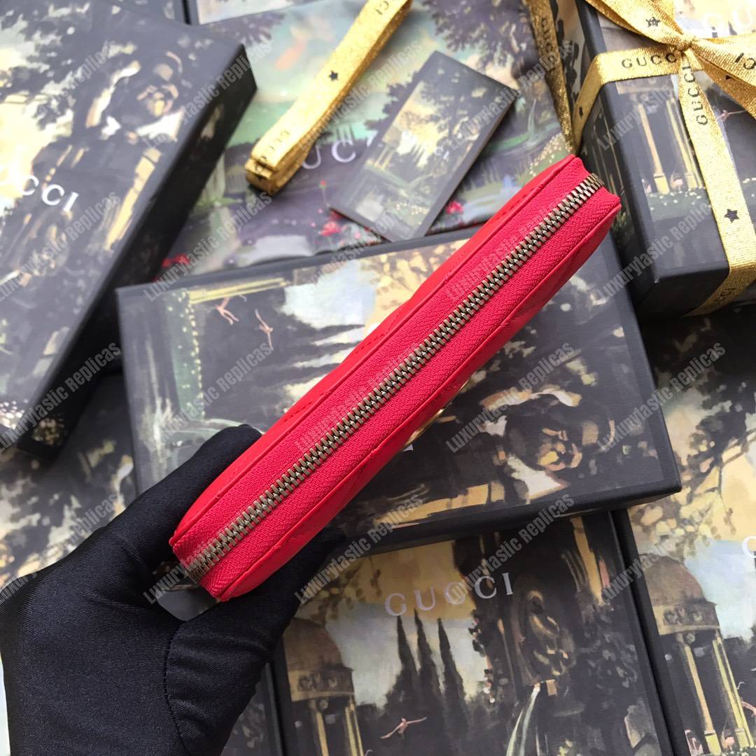 G*u*i gg marmont zip around wallet chevron red